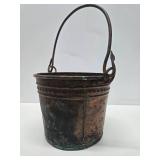 Old Antique Copper Pail w/Wrought Iron Handle