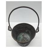 Old Antique Copper Pail w/Wrought Iron Handle