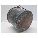 Old Antique Copper Pail w/Wrought Iron Handle
