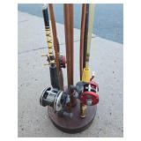 Great Looking Display Rack w/Fishing Rods & Vintage Fishing Net