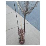 Great Looking Display Rack w/Fishing Rods & Vintage Fishing Net
