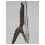 Very Cool Old Vintage Deer Antler Handle Large Hunting Knife