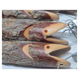 Great Looking Rustic Carved Birch Wood Fish on Stringer Cabin Display