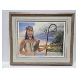 Framed Signed Numbered Native American Print by Virginia Coudron - "Chief Shakopee, Little Six"