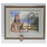 Framed Signed Numbered Native American Print by Virginia Coudron - "Chief Shakopee, Little Six"