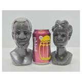 Impressively Carved Signed African Stone Bust Sculptures by Chatsama
