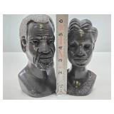 Impressively Carved Signed African Stone Bust Sculptures by Chatsama
