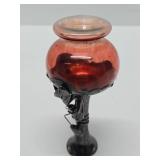 Lovely Old Vintage Silver Over Glass Floral Vase