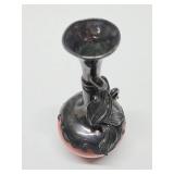 Lovely Old Vintage Silver Over Glass Floral Vase