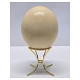 Large Hollow Genuine Ostrich Egg w/Brass Stand