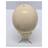 Large Hollow Genuine Ostrich Egg w/Brass Stand
