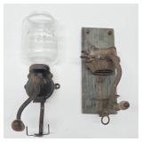 2 Antique Cast Iron Hand Crank Coffee Grinders - Atwood & Freidag