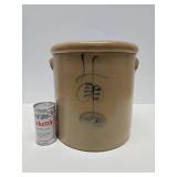Antique 4 Gallon Salt Glaze Stoneware Crock - Hairline