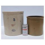 2 Antique Stoneware Crocks Including Red Wing (Hairline)