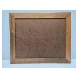 Vintage Framed Signed Oil on Canvas Landscape Painting w/Cabin on Lake - Signed J. Mills