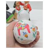 Group of Vintage Carved & Painted Wood Scandinavian Figures & Rabbits