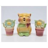 Nice Vintage SHAWNEE Pottery Creamer & Salt / Pepper Shakers