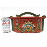 Nicely Handpainted Rosemaled Scandinavian Wood Tine Box