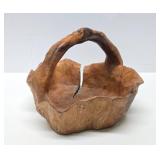 Nicely Carved Burl Wood Basket
