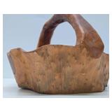 Nicely Carved Burl Wood Basket