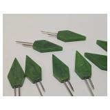 Complete Set of 8 Vintage Schneider "Kob Knobs" Green Bakelite Corn Holders