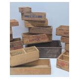 LARGE Lot of Primitive Vintage Wooden Cheese Boxes