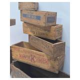 LARGE Lot of Primitive Vintage Wooden Cheese Boxes