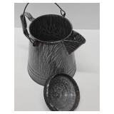 Large Vintage Enamel Graniteware Coffee Pot