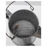 Large Vintage Enamel Graniteware Coffee Pot