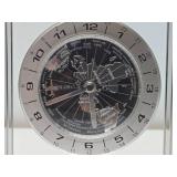 Chrome & Glass World Desk Clock w/Airplane Hand