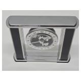Chrome & Glass World Desk Clock w/Airplane Hand
