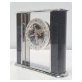 Chrome & Glass World Desk Clock w/Airplane Hand