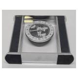Chrome & Glass World Desk Clock w/Airplane Hand