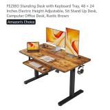 Brand New in Box FEZIBO Sit/Standup Desk w/ Keyboard Tray - Rustic Brown 48x24