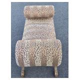 Excellent Vintage Scrolled Arm Leopard Upholstered Settee / Bench