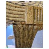 Excellent Vintage Scrolled Arm Leopard Upholstered Settee / Bench