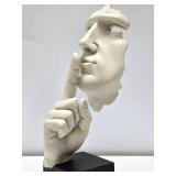 Very Nice Abstract Floating Face Sculpture w/Hushing Hand