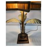 Quality LARGE Brass Palm Tree Table Lamp w/Star Shaped Shade