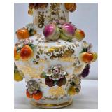 Lovely Pair of Antique Fruit Encrusted Porcelain Vases