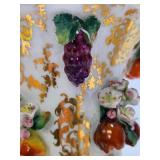 Lovely Pair of Antique Fruit Encrusted Porcelain Vases