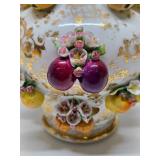 Lovely Pair of Antique Fruit Encrusted Porcelain Vases