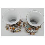 Lovely Pair of Antique Fruit Encrusted Porcelain Vases