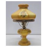 Very nice Vintage Yellow/Orange & Floral Glass Hurricane Lamp