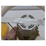 Very nice Vintage Yellow/Orange & Floral Glass Hurricane Lamp