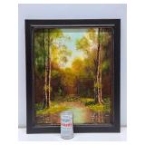 Impressively Painted Vintage Oil on Canvas Forest Stream Painting w/Great Lighting