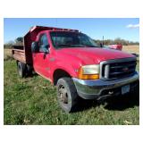 1999 Ford F450 4x4 Dump Truck W/V Snow Plow (Runs & Drives)
