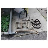 Early American Wooden Hand Plow – Disassembled with Iron Wheels