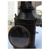 Vintage Antique Railway Lantern – 12" High, Sliding Red & Green Lenses