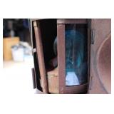 Vintage Antique Railway Lantern – 12" High, Sliding Red & Green Lenses