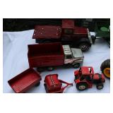 8 Mid Century Metal Toys Tonka Ertl etc Vintage Farm & Construction Toy Vehicle Lot – Mixed Metal & Plastic